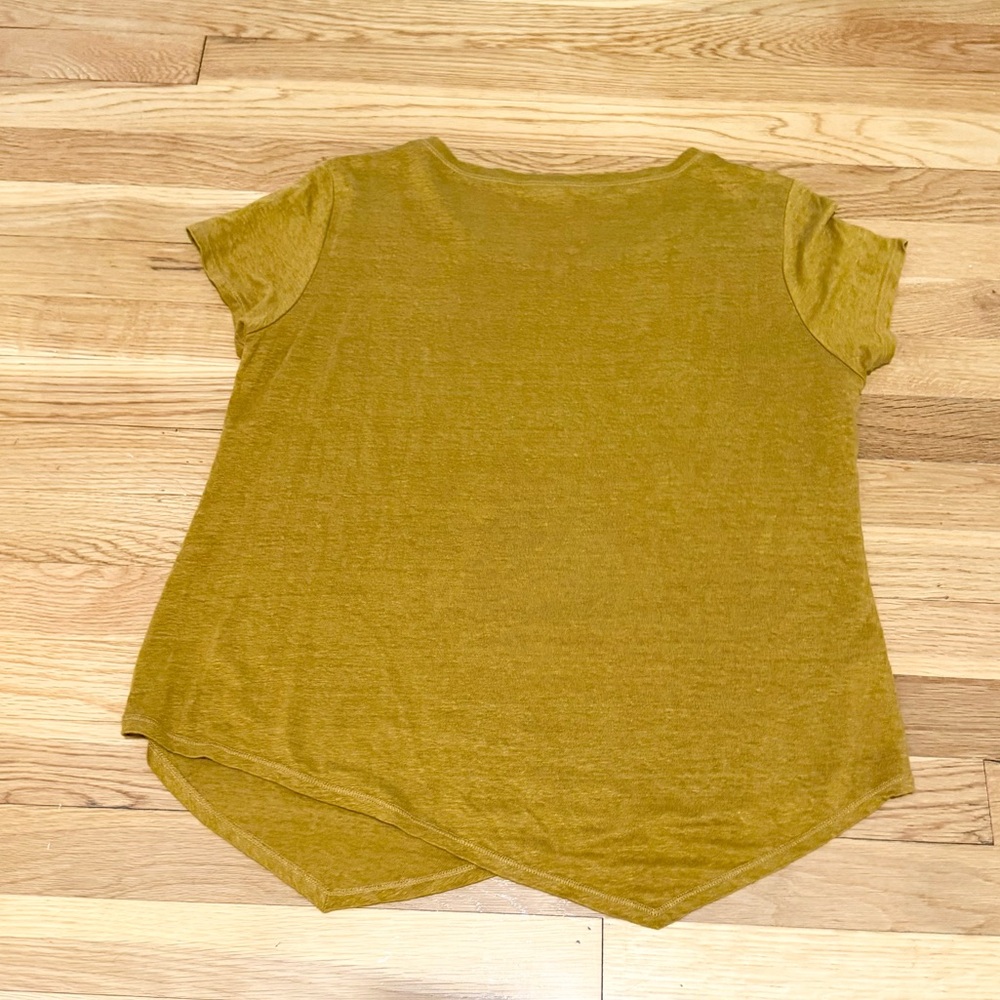 Eileen Fisher Organic Linen Jersey Asymmetric Hem Linen T-Shirt - Picture 9 of 10